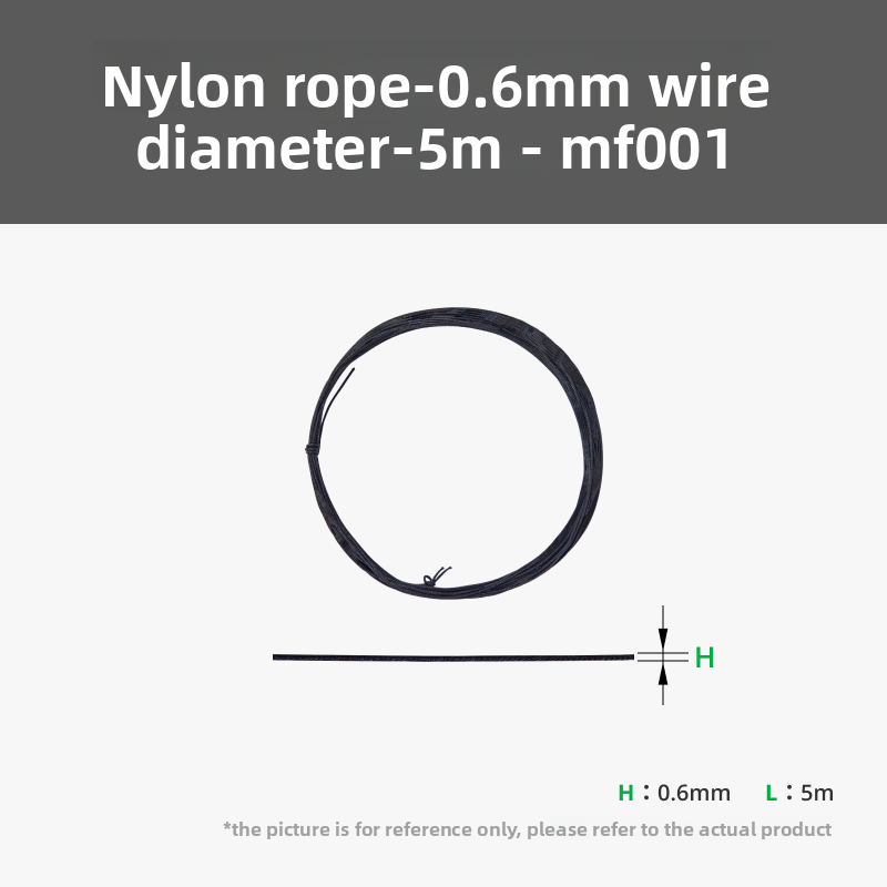 3D Printing Nylon - オリジナル新品ナイロンロープ - 線径0.6mm - 黒色 -