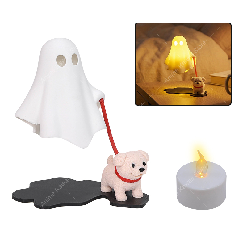 3D Printing Ghosting - 3D プリントされた犬の置物付きゴーストフィギュアかわいい漫画の犬の像クリエイティブランプベッドサイド装飾ナイトライト誕生日ギフト