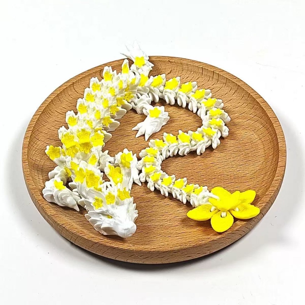 3D Printing Figure - シミュレートされた目を持つ3Dプリントドラゴン、桜の花の咲くドラゴン、回転可能な3Dプリントディセラトプスドラゴン、レーザー加工された柔軟な3D可動式ドラゴントイズ