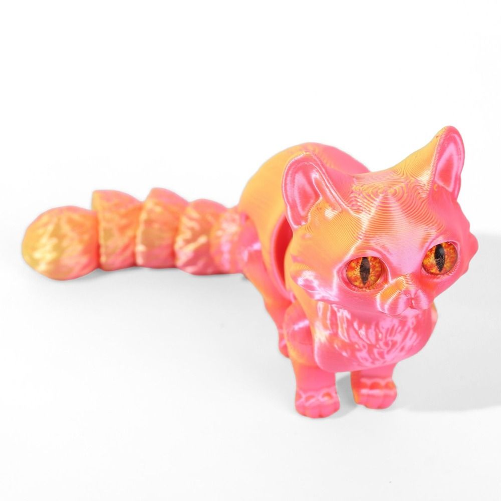 3D Printing Figure - 大きな目を持つ3Dプリント猫モデルリアルなデザインの創造的な彫刻可動式猫キュートスタイルプラスチック素材のかわいい猫フィギュア
