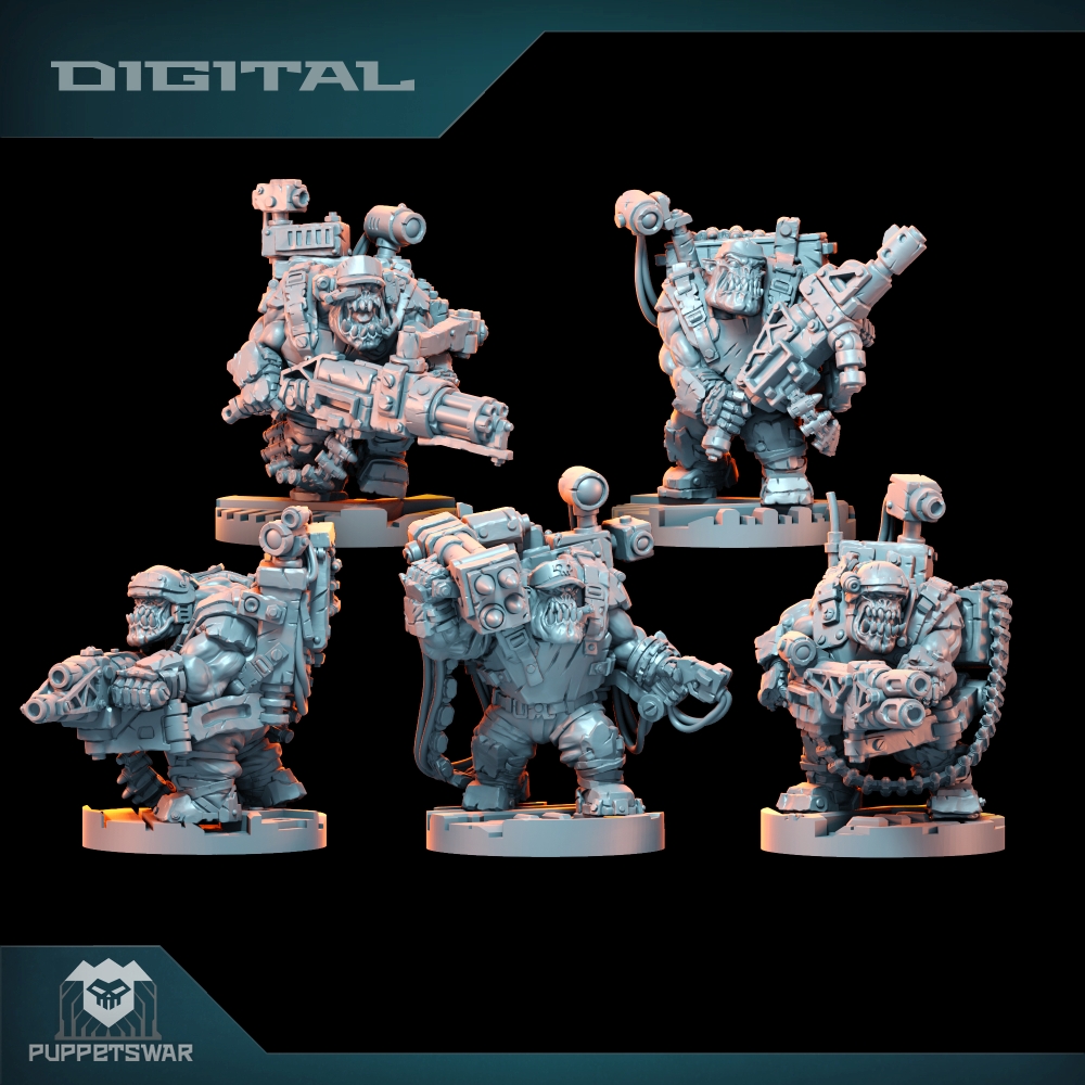 3D Printing Figure - Orc Ultimate Badasses Squad、グリーンスキンフィギュア、ウォーカー、ロボットプラズマガン、HD 3Dプリント樹脂モデル、アクションプロキシウォーゲームDnD