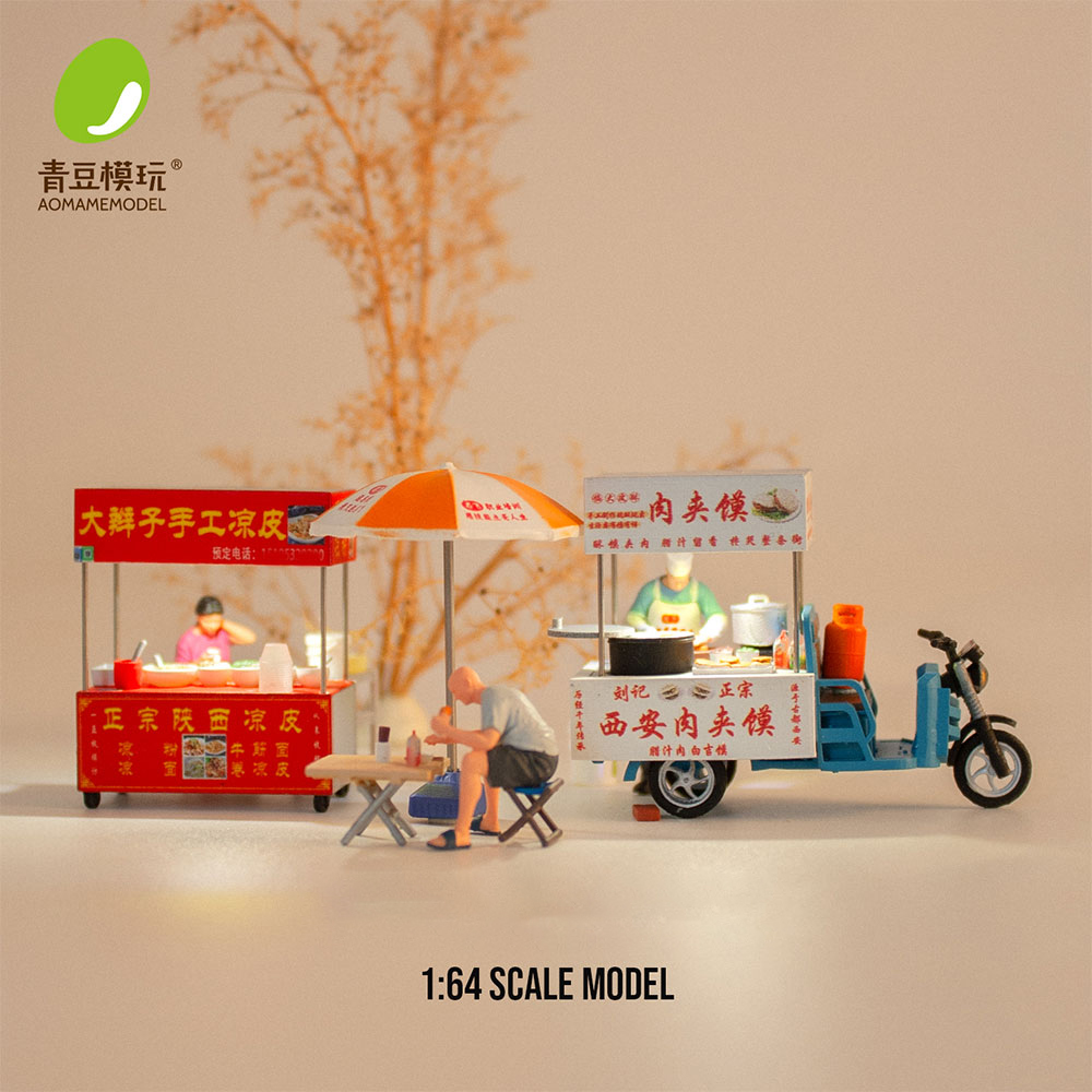 3D Printing Model Free - 1/64 ナイトマーケットのモデルキット - 高精度3Dプリント樹脂製ミニチュアフードストール、モデルジオラマ、DIYシーン、コレクタブルアイテム用