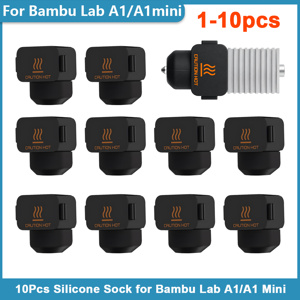 3D Printer Hotend Kit - Bambu Lab A1/A1 Mini用シリコンソックス10個、ホットエンドヒーターブロックシリコンカバーノズル、Bambu Lab A1/A1