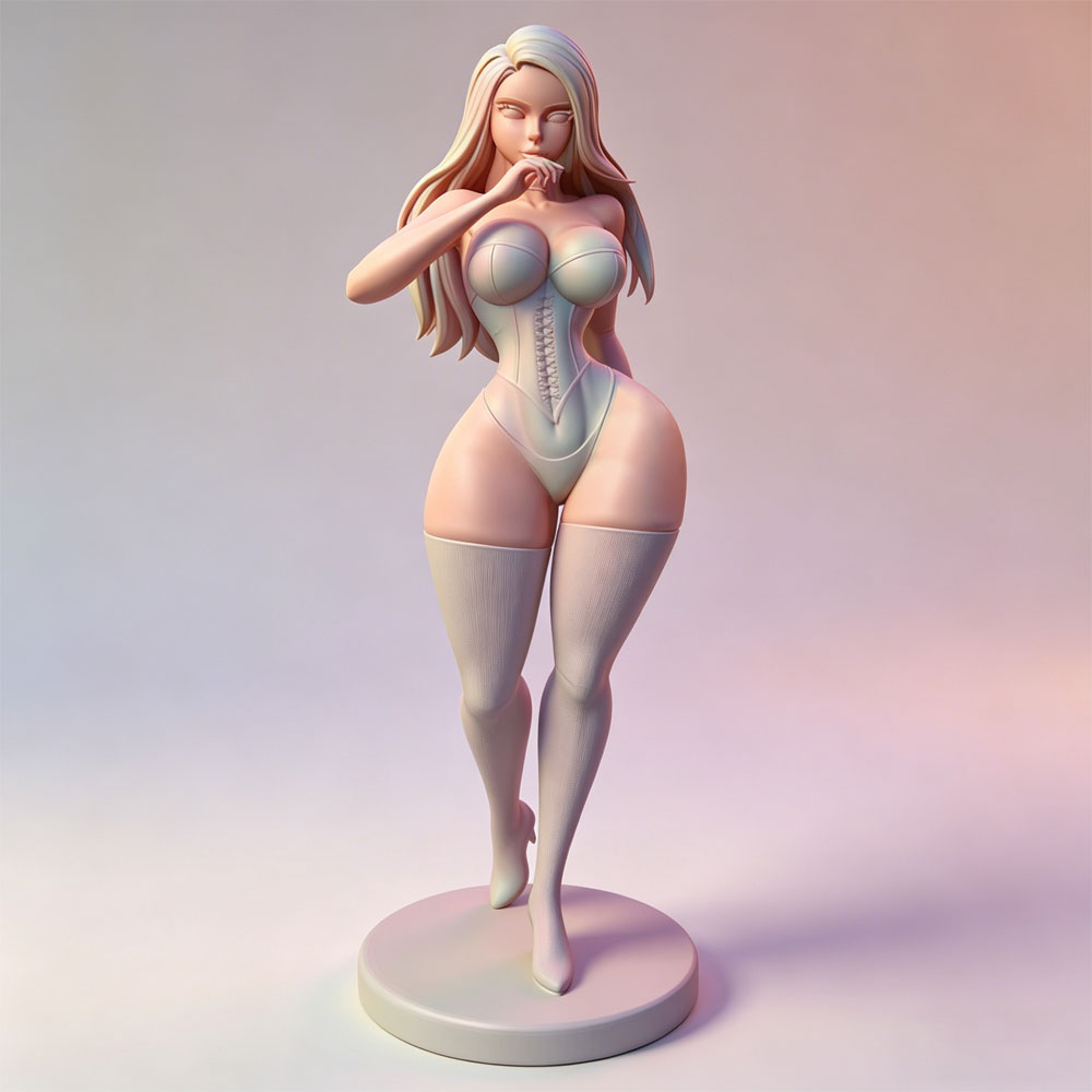 3D Printing Model Free - 1/24 セクシーなフィギュア、魅力的な樹脂モデルキット、GK ミニチュア 3D プリントグレー像フィギュア DIY