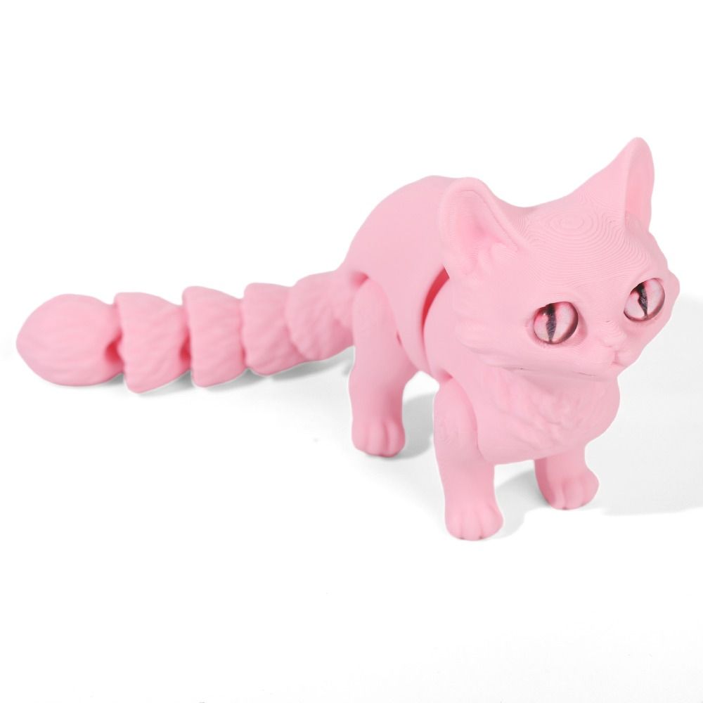 3D Printing Figure - 大きな目を持つ3Dプリント猫モデル、プラスチック素材、リアルなデザイン、可動式、創造的な彫刻、キュートなスタイル、かわいい猫フィギュア