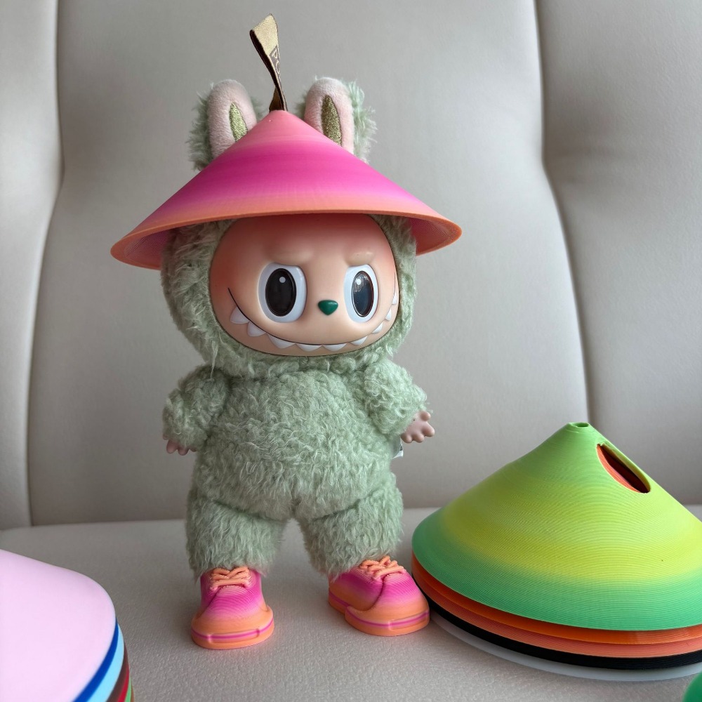 3D Printing Labubu - 15/17CMラビュバスドール服ドール帽子大型竹製レインハット3Dプリントドールアクセサリー座り姿パーティーギフトDIYおもちゃ