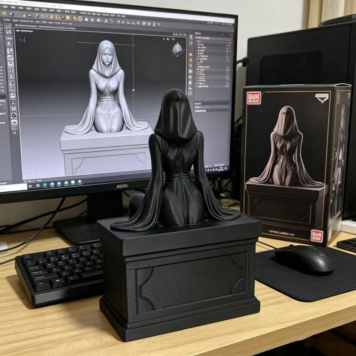 3Dプリント彫刻 ハロウィン 黒衣の幽霊女王像 顔のないフー - 3D Printing Ghosting のレビューと価格