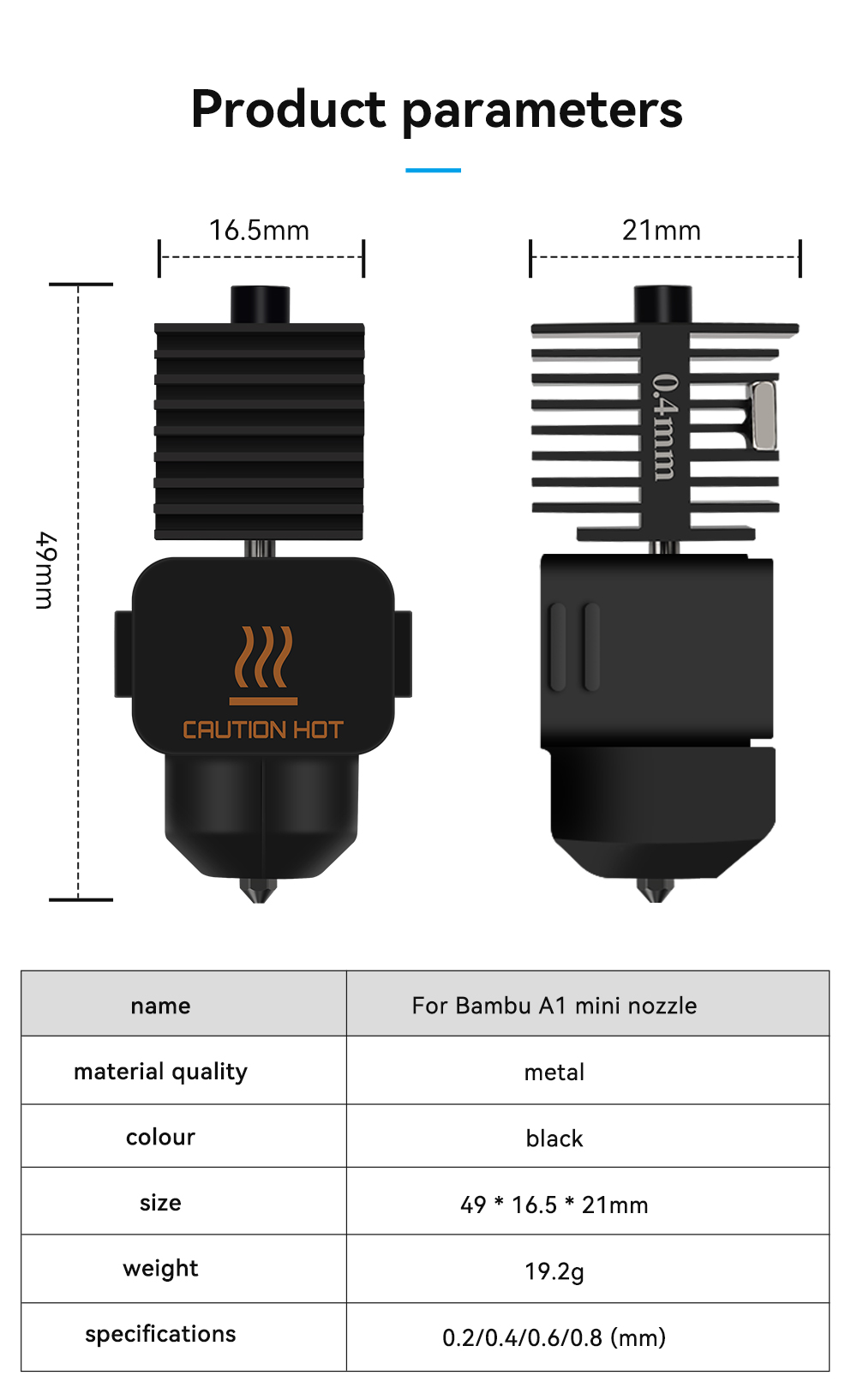Bambu Lab A1 Mini用ホットエンド組立キット  - 3D Printer Hotend Kit のレビューと価格