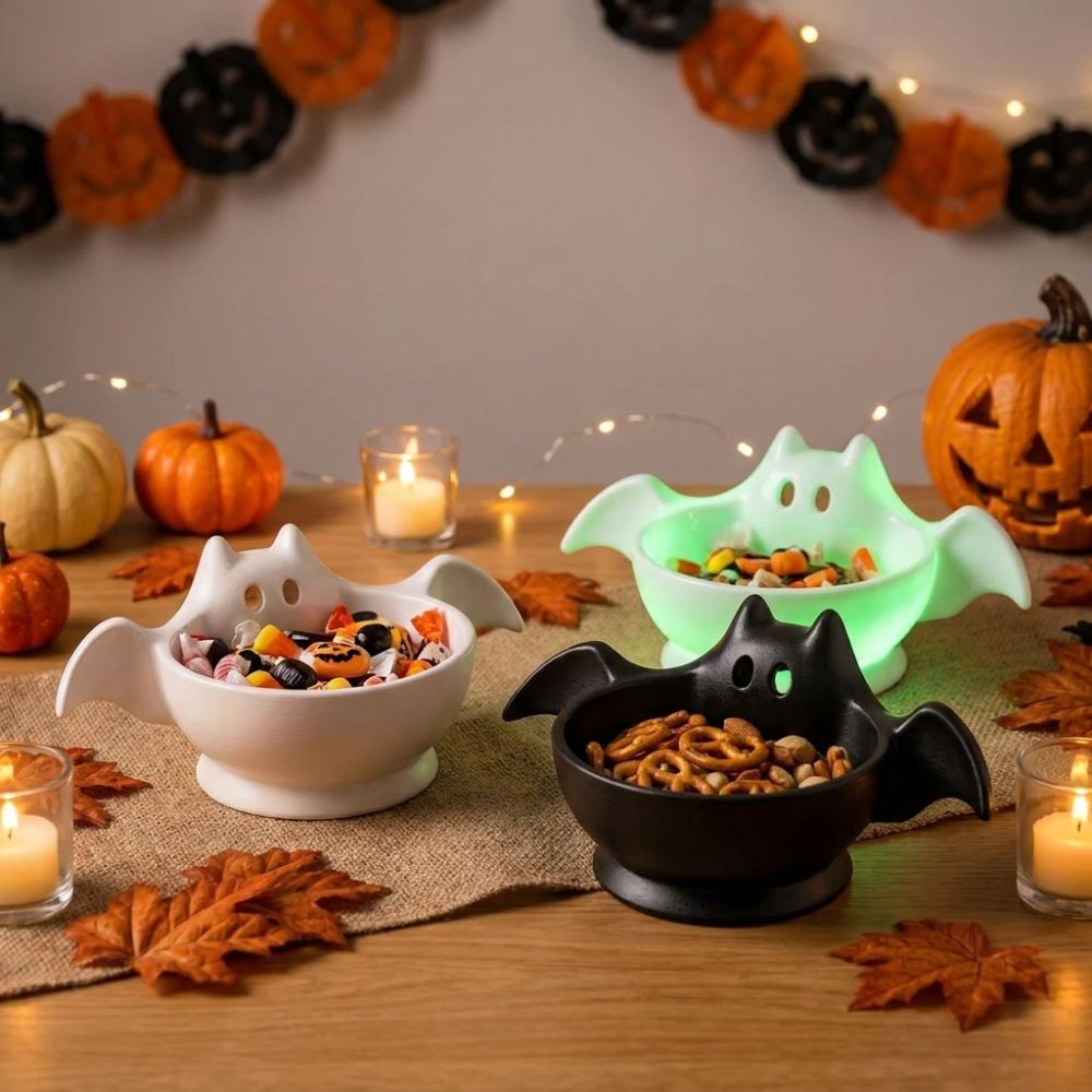 3Dプリントされたハロウィンコウモリ型収納ボウル、光るキュー - 3D Printing Ghosting のレビューと価格