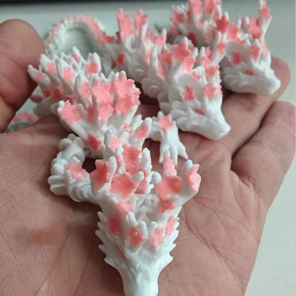 シミュレートされた目を持つ3Dプリントドラゴン、桜の花の咲く - 3D Printing Figure のレビューと価格