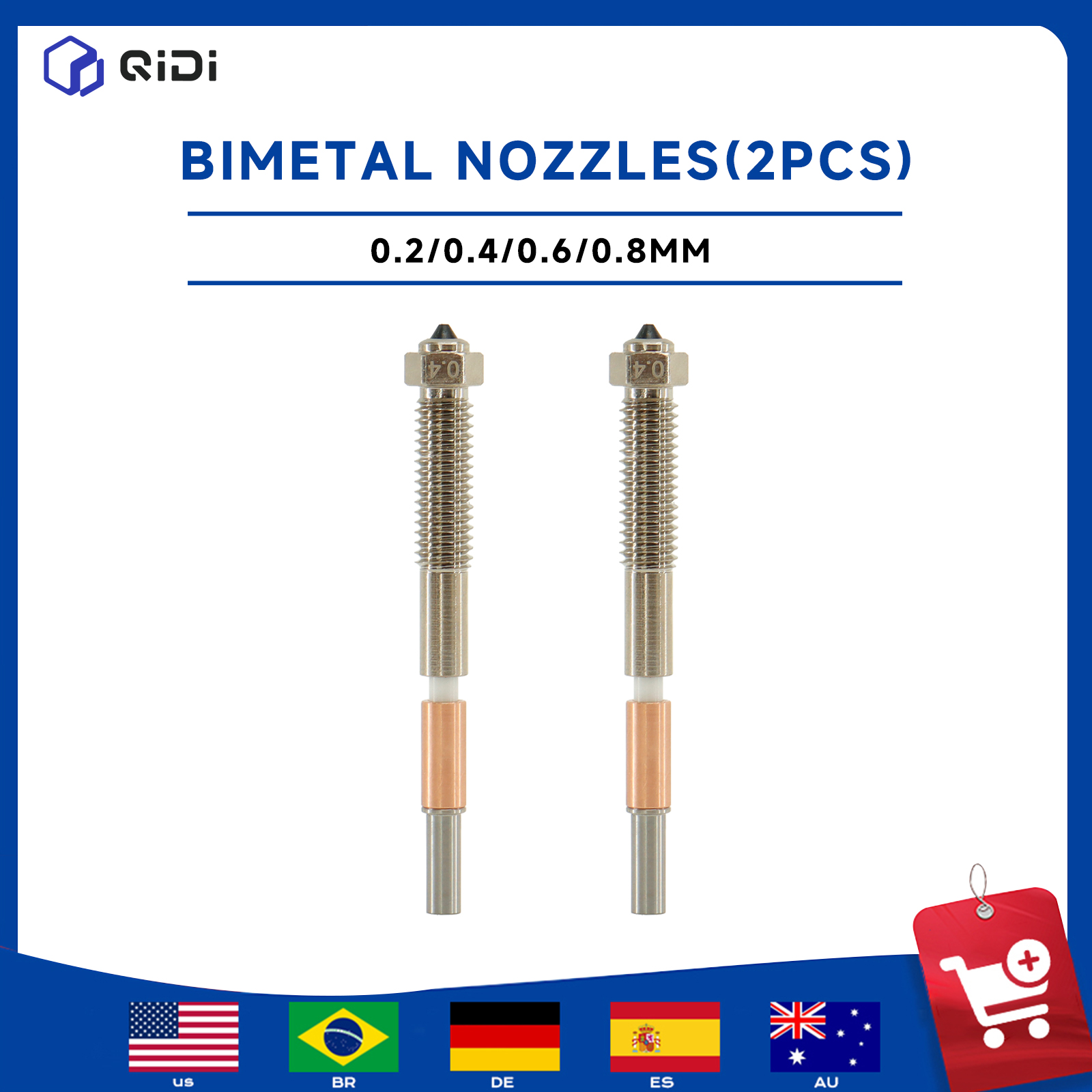 QIDI Max 4 3Dプリンター バイメタルノズル 2個 - 3D Printer Hotend Kit のレビューと価格